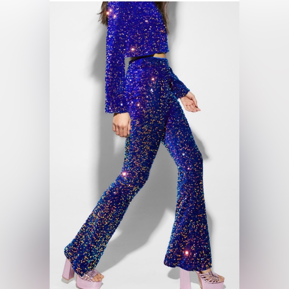 Nastygal Purple Velvet Sequin Outfit Set